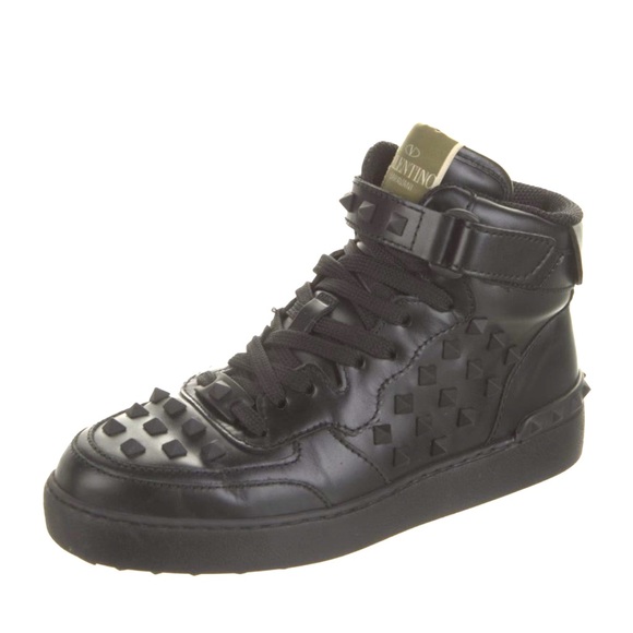 Valentino Rock Stud High Top Black Sneakers - Picture 5 of 9